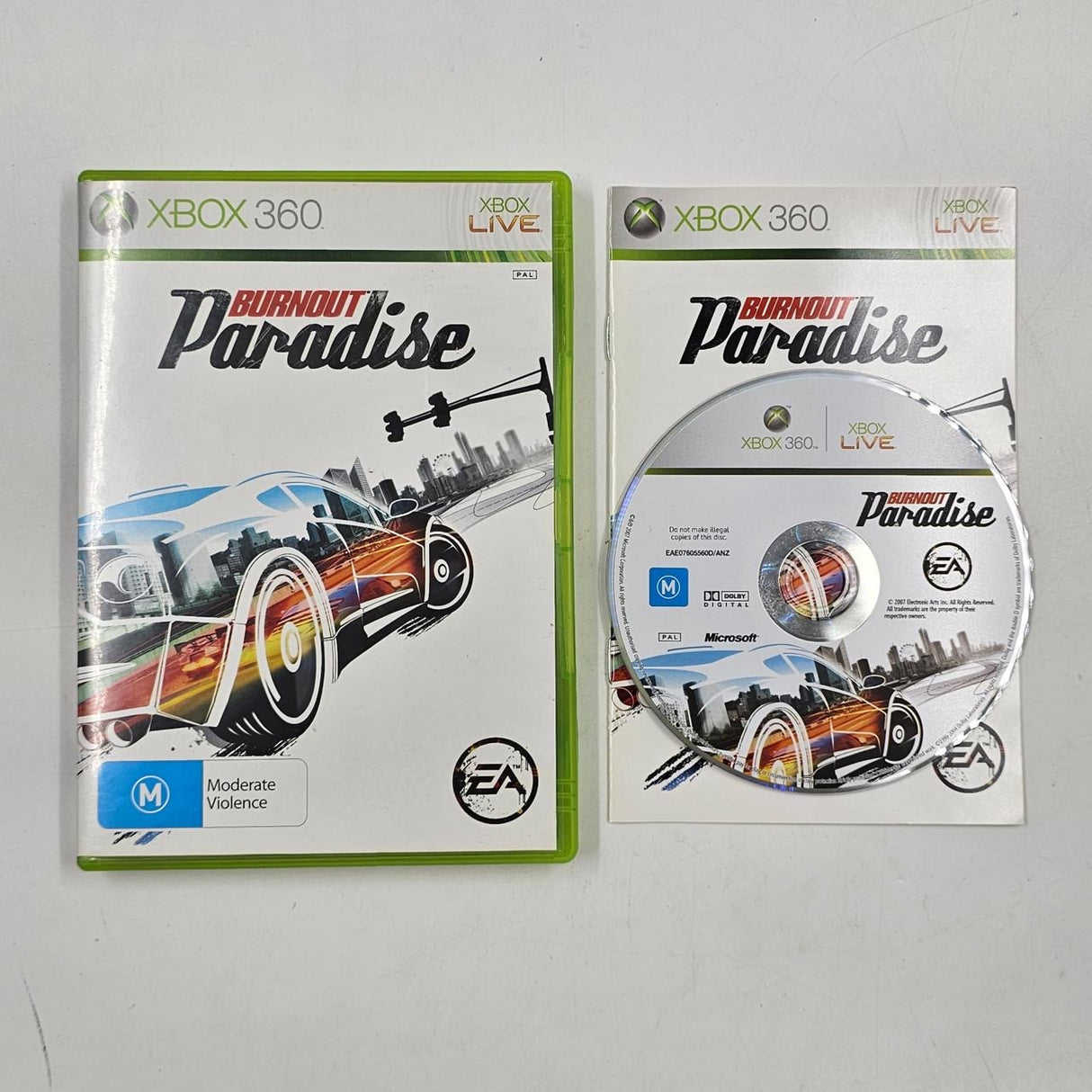 Burnout Paradise Xbox 360 Game + Manual PAL