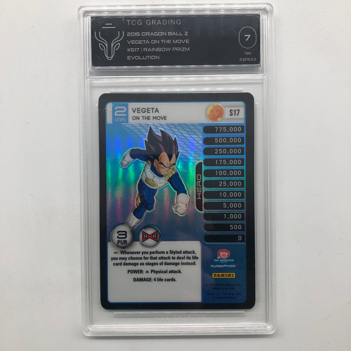 Vegeta On The Move Dragon Ball Z S17 Rainbow Prizm Evolution Graded TCG 7 25AU4