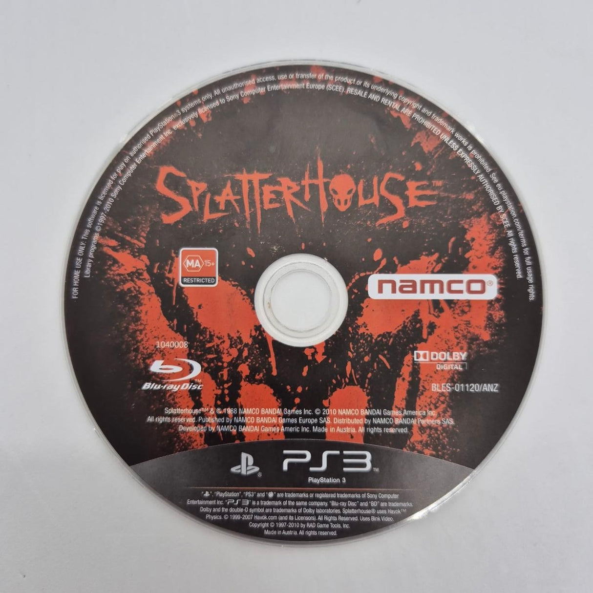 Splatterhouse PS3 Playstation 3 Game Disc Only