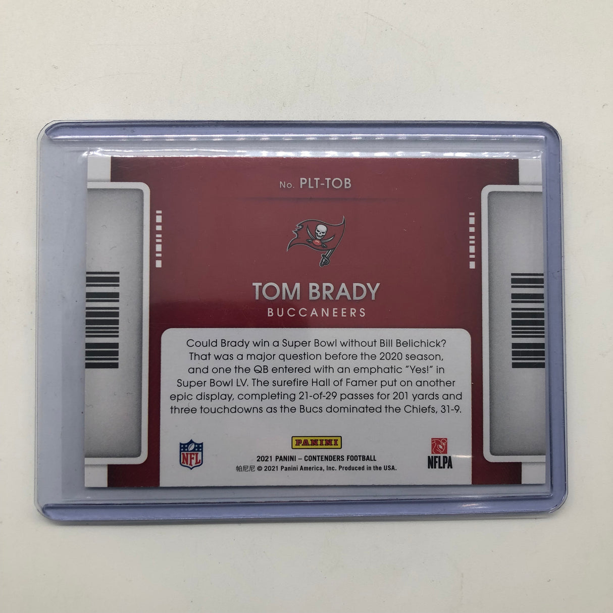 2021 Panini Contenders Football Playoff Ticket #PLT-TOB Tom Brady Buccaneers 25AU4