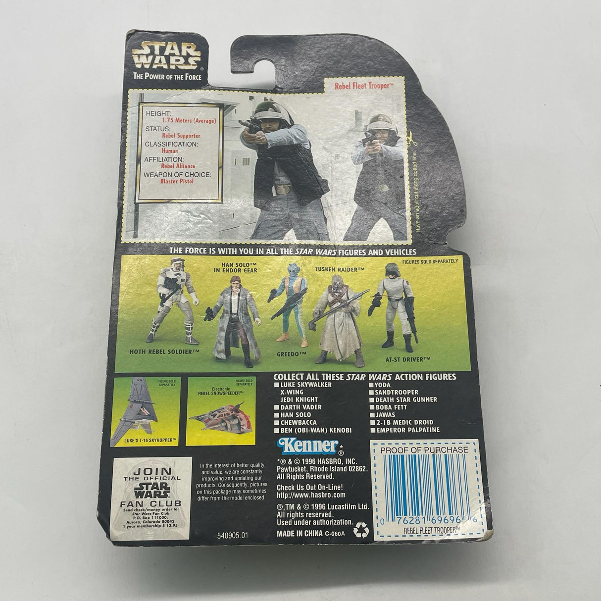 Star Wars The Power Of the Force Rebel Fleet Trooper with blaster pistol Figure