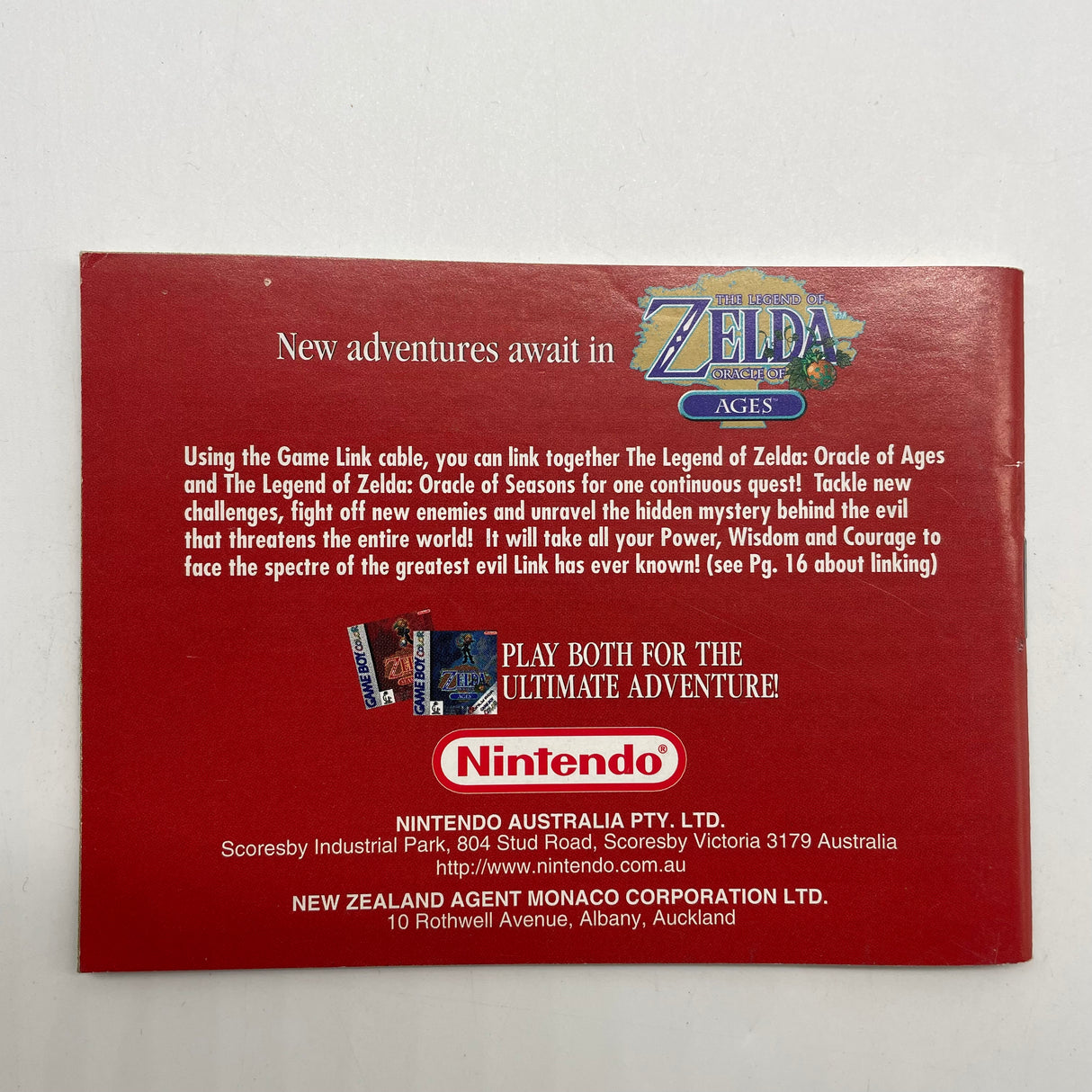 The Legend of Zelda Oracle of Seasons Game Boy Color Boxed Complete