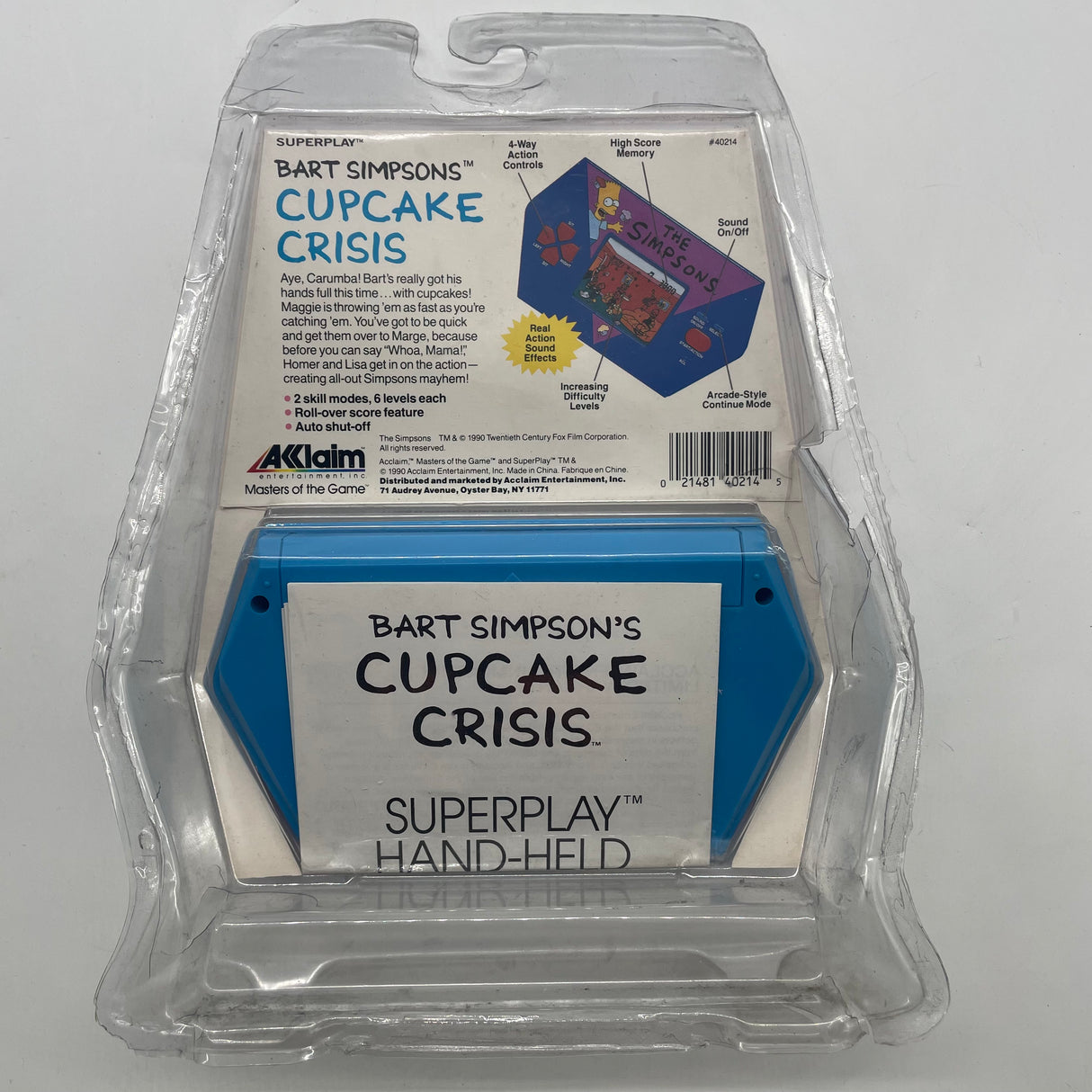 Bart Simpson Cupcake Crisis Brand New Handheld Electronic Video Game Console 1989