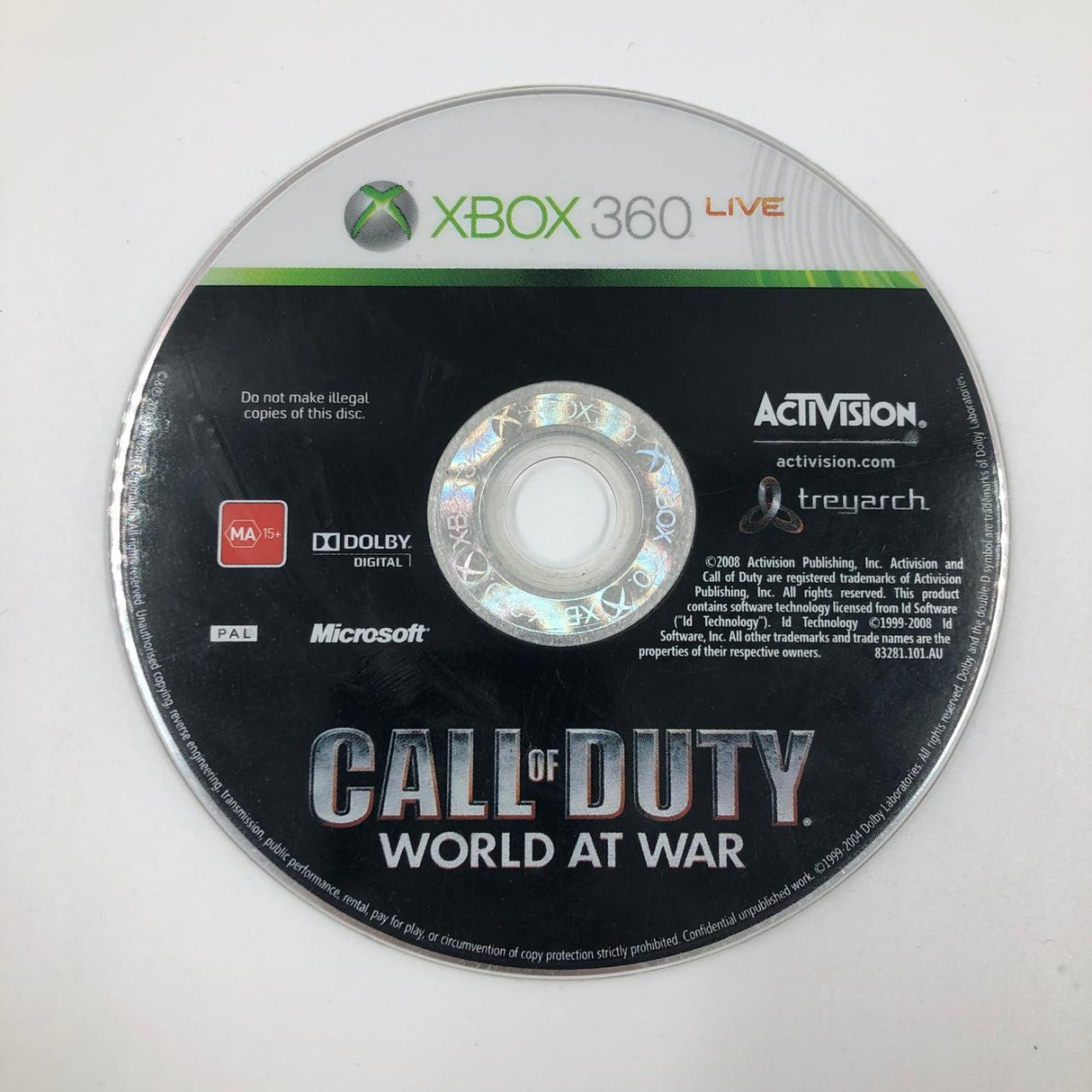 Call Of Duty COD World At War Xbox 360 Game Disc only