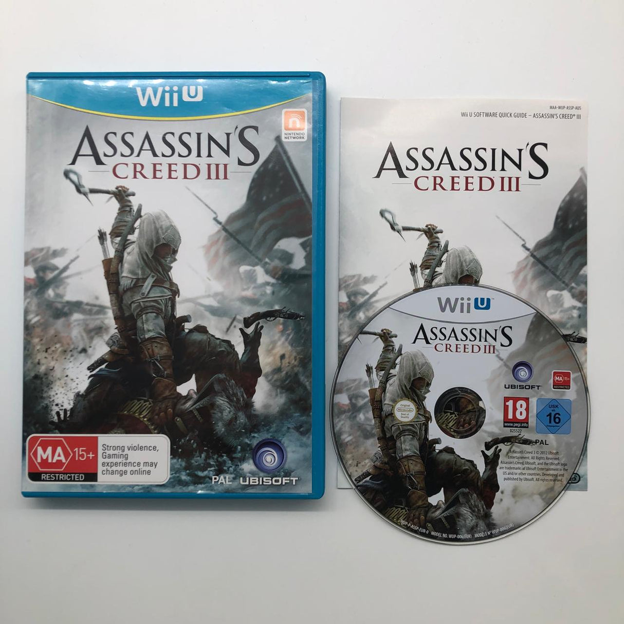 Assassins Creed III 3 Nintendo Wii U Game + Manual PAL