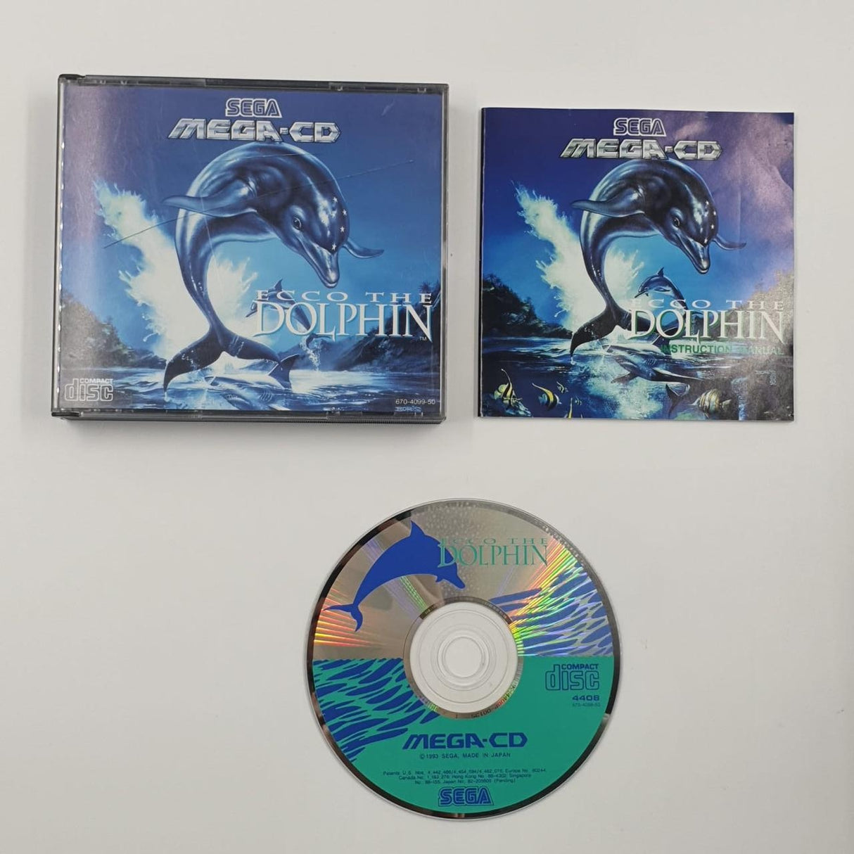 Ecco The Dolphine Sega Mega CD Game + Manual PAL