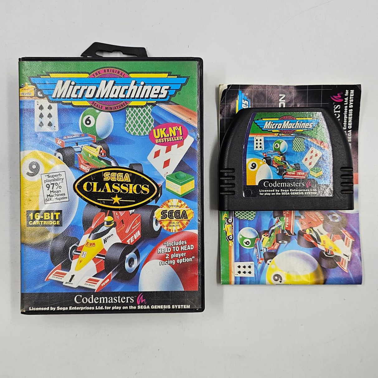 Micro Machines Sega Mega Drive Game + Manual PAL