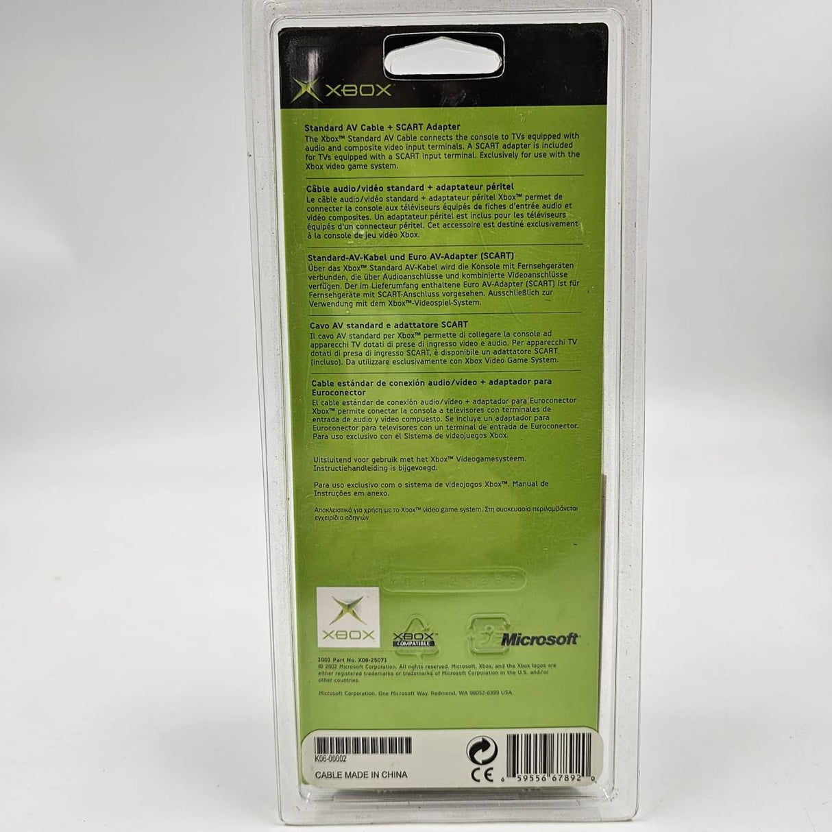 Microsoft Xbox original Standerd AV Cable + Scart Adapter