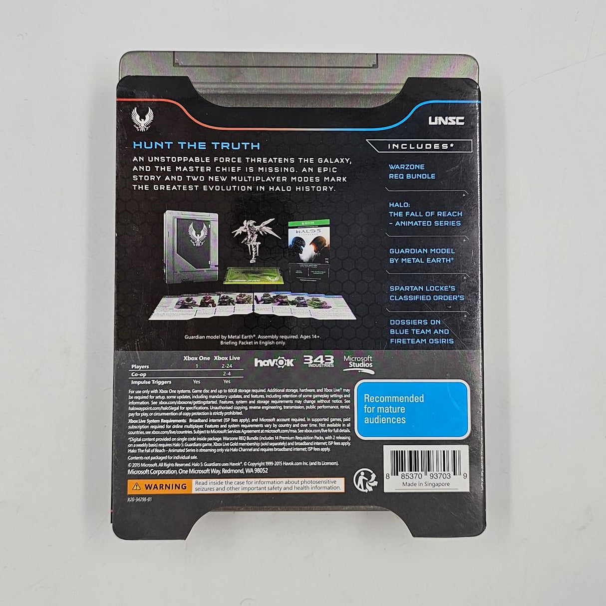 Halo 5 Guardians Limited Edition Xbox One Game Steelbook Boxed