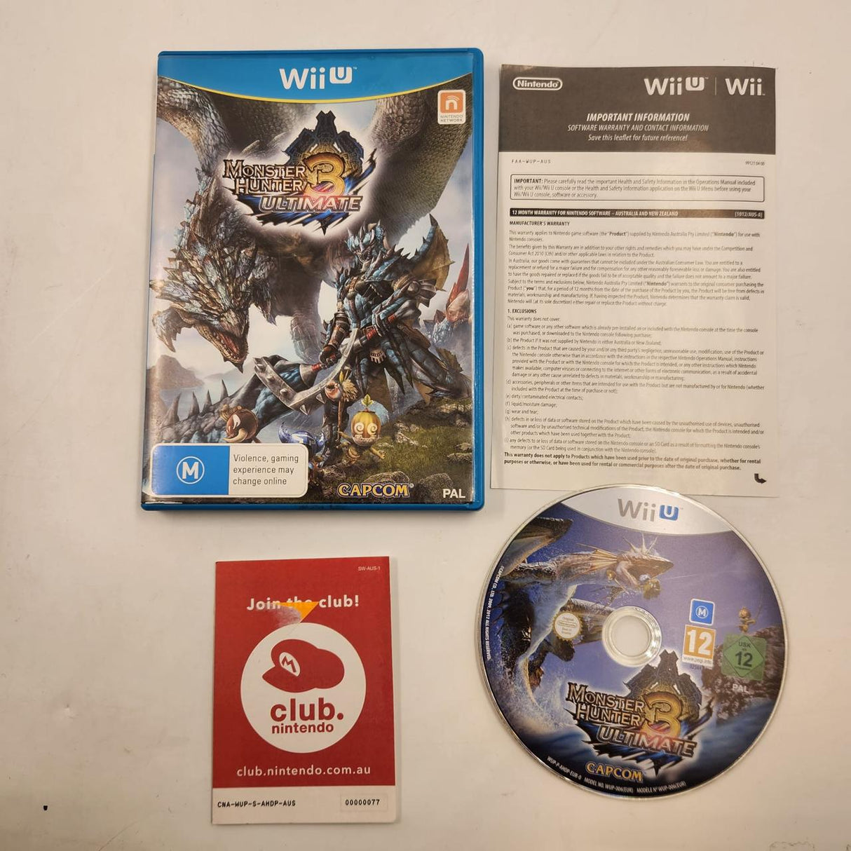 Monster Hunter Ultimate 3 Nintendo Wii U Game + Manual PAL