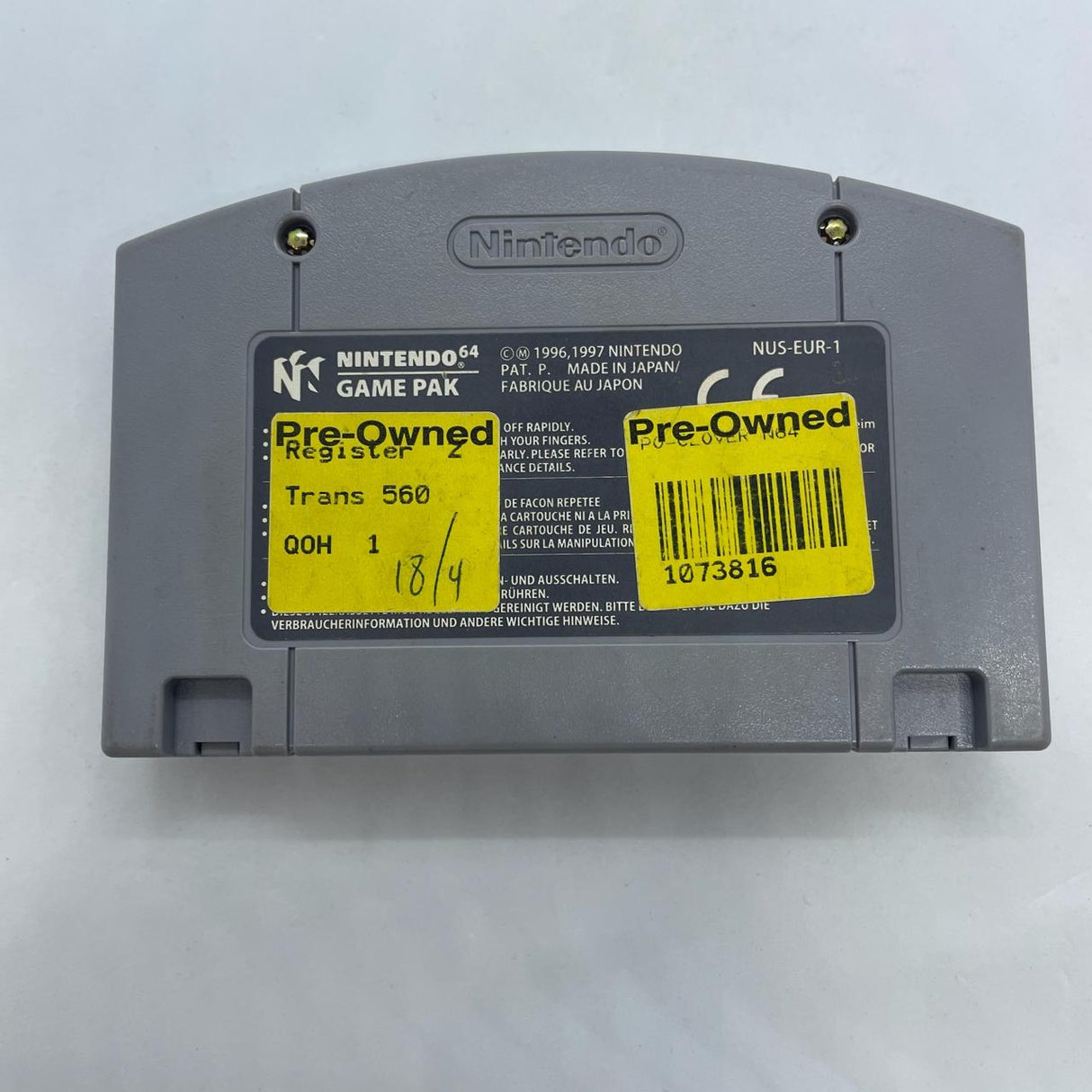 Glover Nintendo 64 N64 Game Cartridge PAL
