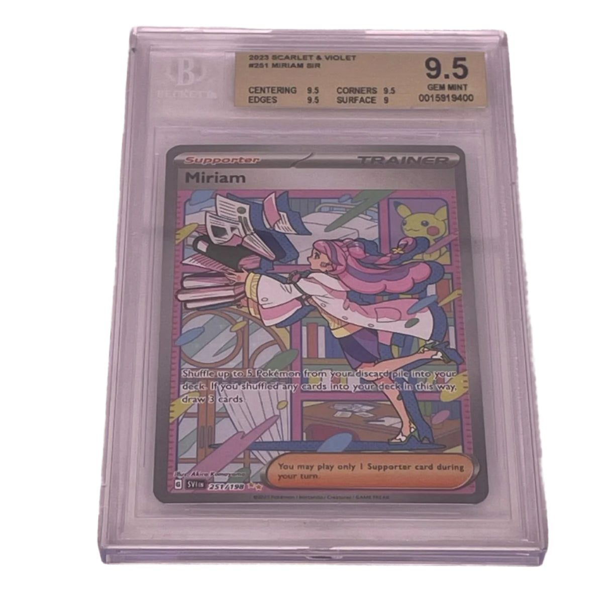 Miriam Pokémon Card 251/198 Scarlet And Violet Graded Beckett 9.5