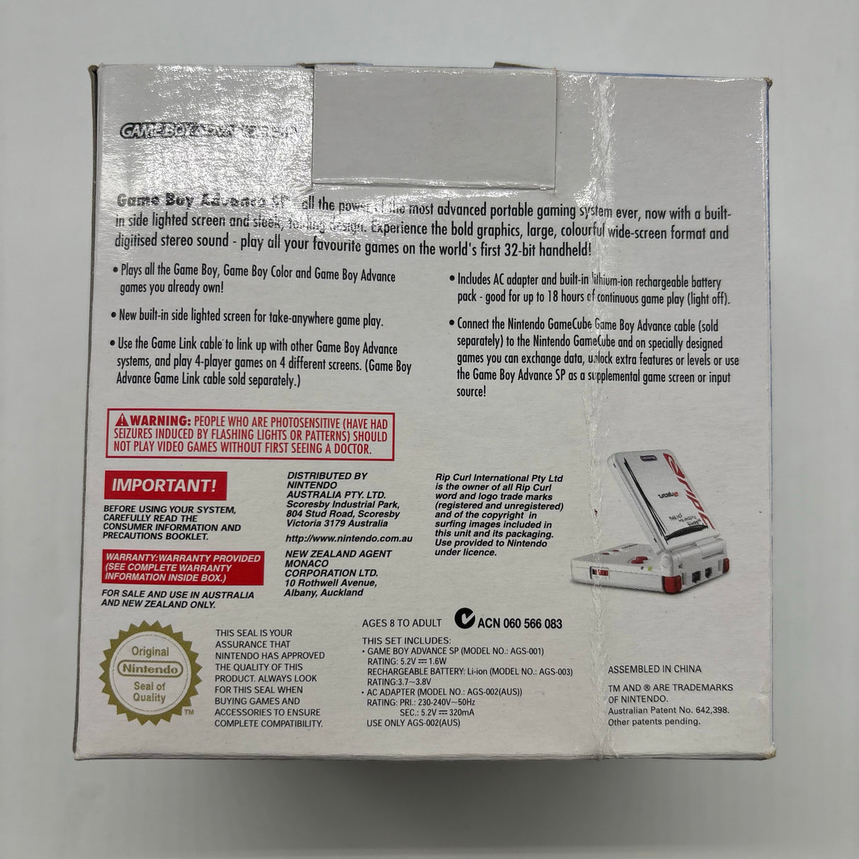 Ripcurl Nintendo Game Boy Advance Limited Edition Boxed Complete