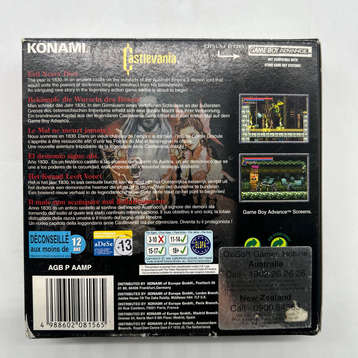 Castlevania Game Boy Advance GBA Game Boxed + Manual PAL