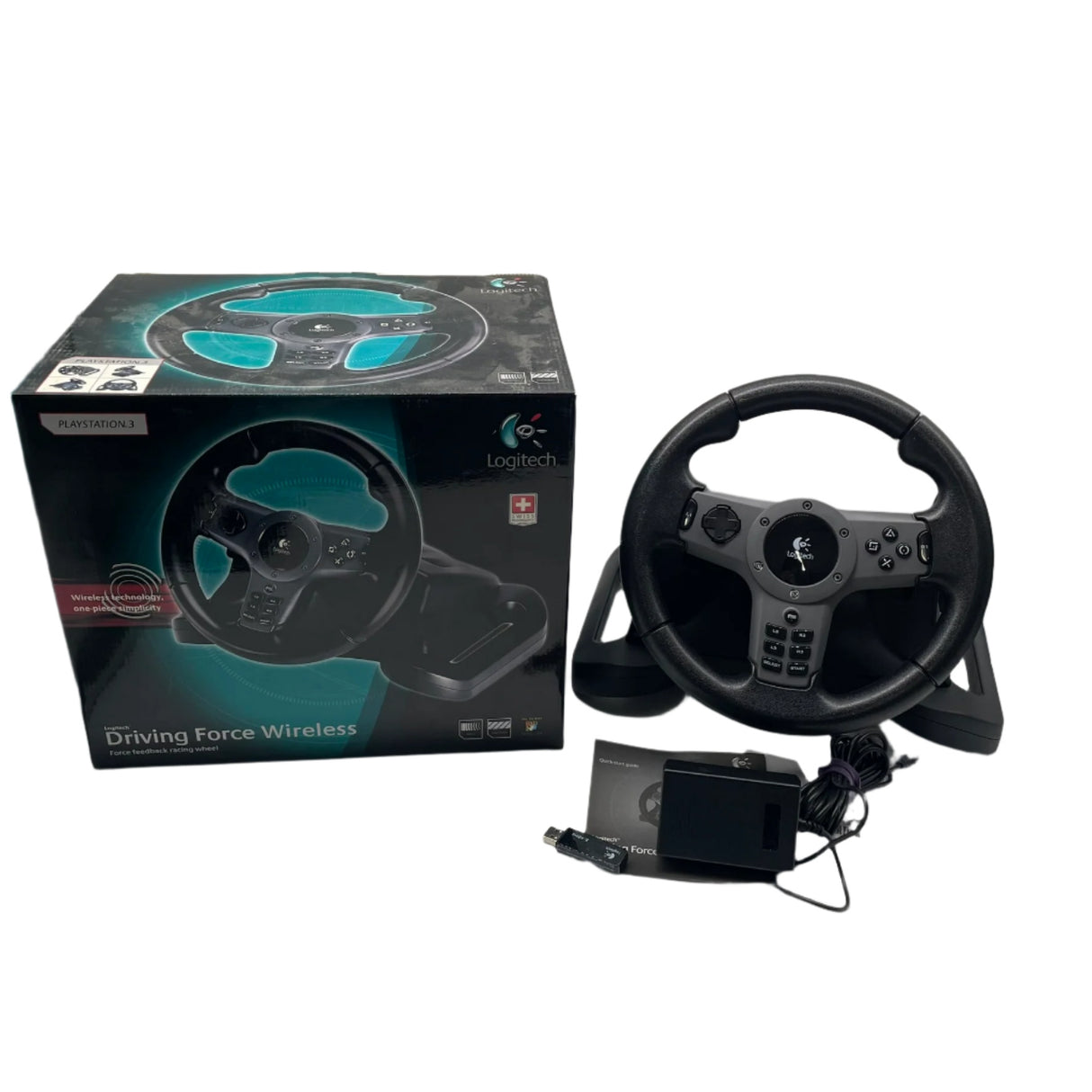 Logitech Driving Force Wireless Racing Wheel for PS3 PlayStation 3 Boxed with USB Dongle Reciever