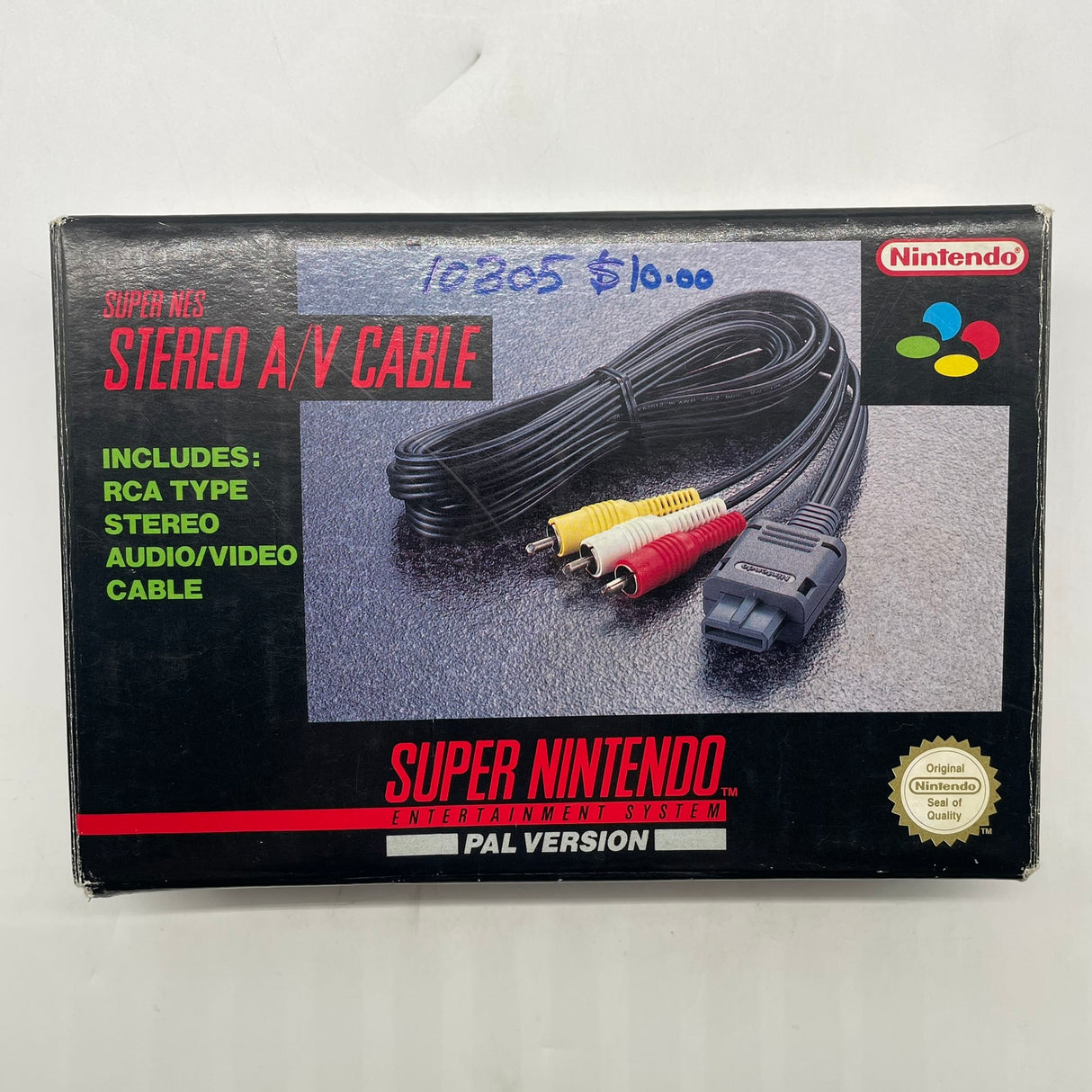 Super Nintendo Entertainment System SNES Stereo A/V AV Cable Boxed