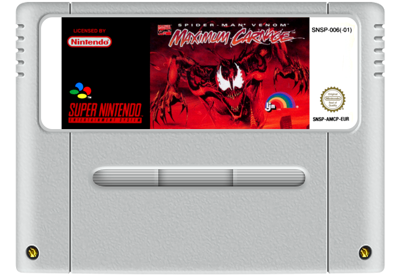 Spider-Man Venom: Maximum Carnage Super Nintendo Entertainment System SNES Game Cartridge PAL