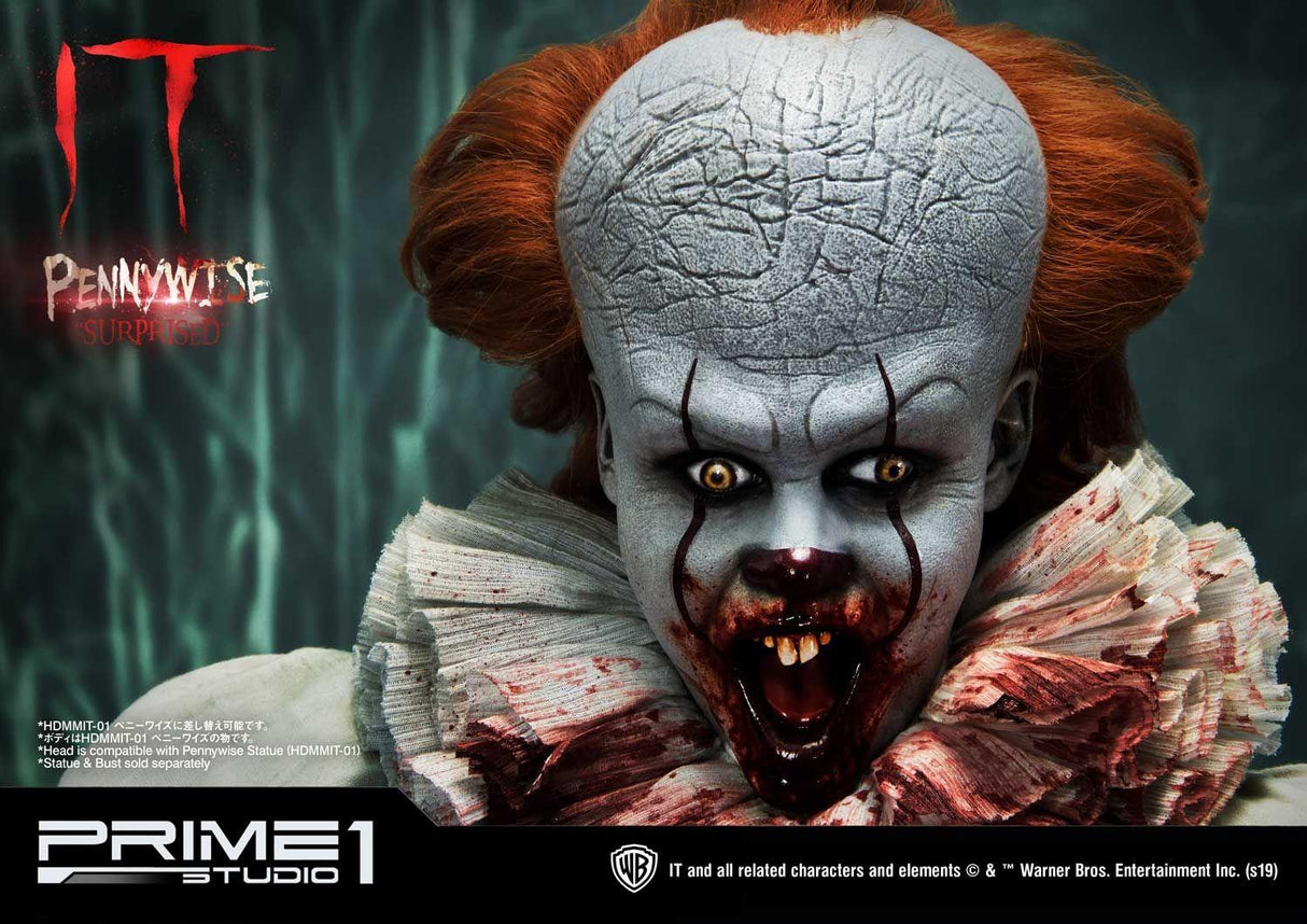 Prime 1 Studio HDBIT-03 IT Pennywise Surprised 1/2 Bust Statue Figure 201/250