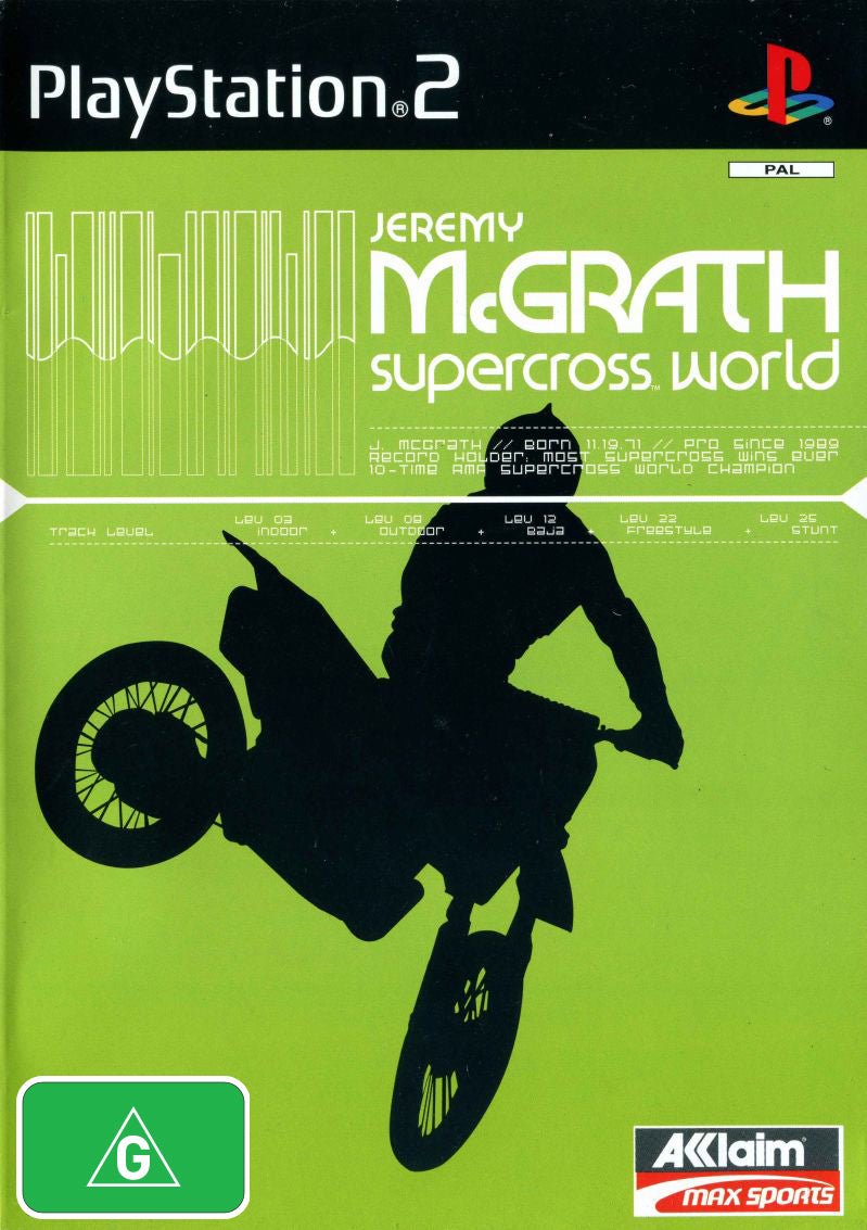 Jeremy McGrath Supercross World Playstation 2 PS2 Game PAL