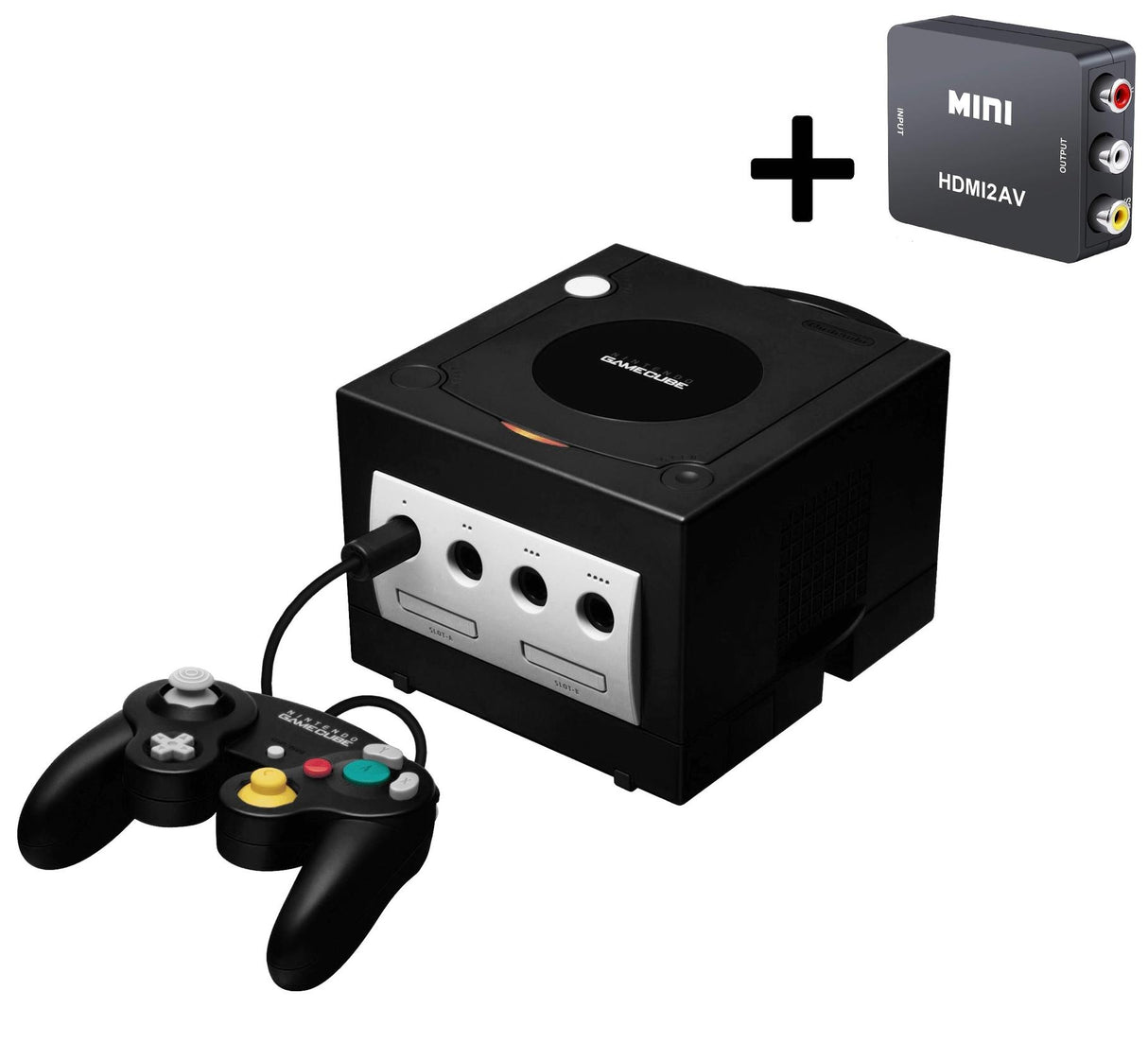 Nintendo GameCube Complete Black Console (PAL) + HDMI Convertor