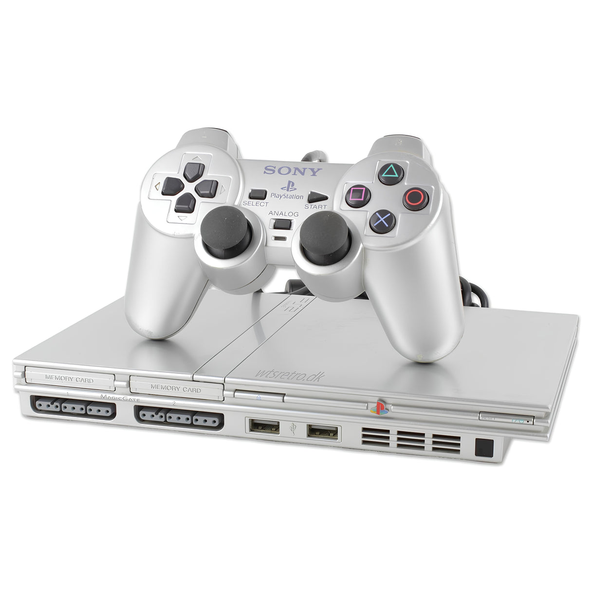 Sony PlayStation 2 Silver Slim (PS2 Slim) Complete Console + HDMI Convertor