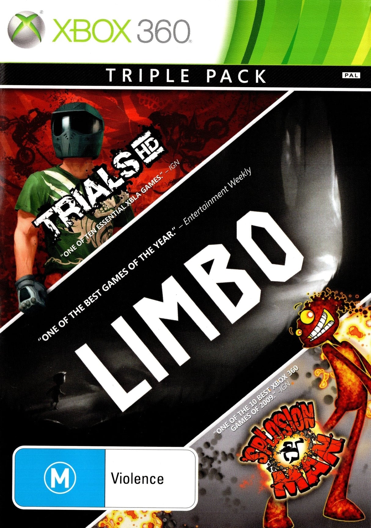 XBLA Triple Pack Limbo Trials HD 'Splosion Man Xbox 360 Game PAL