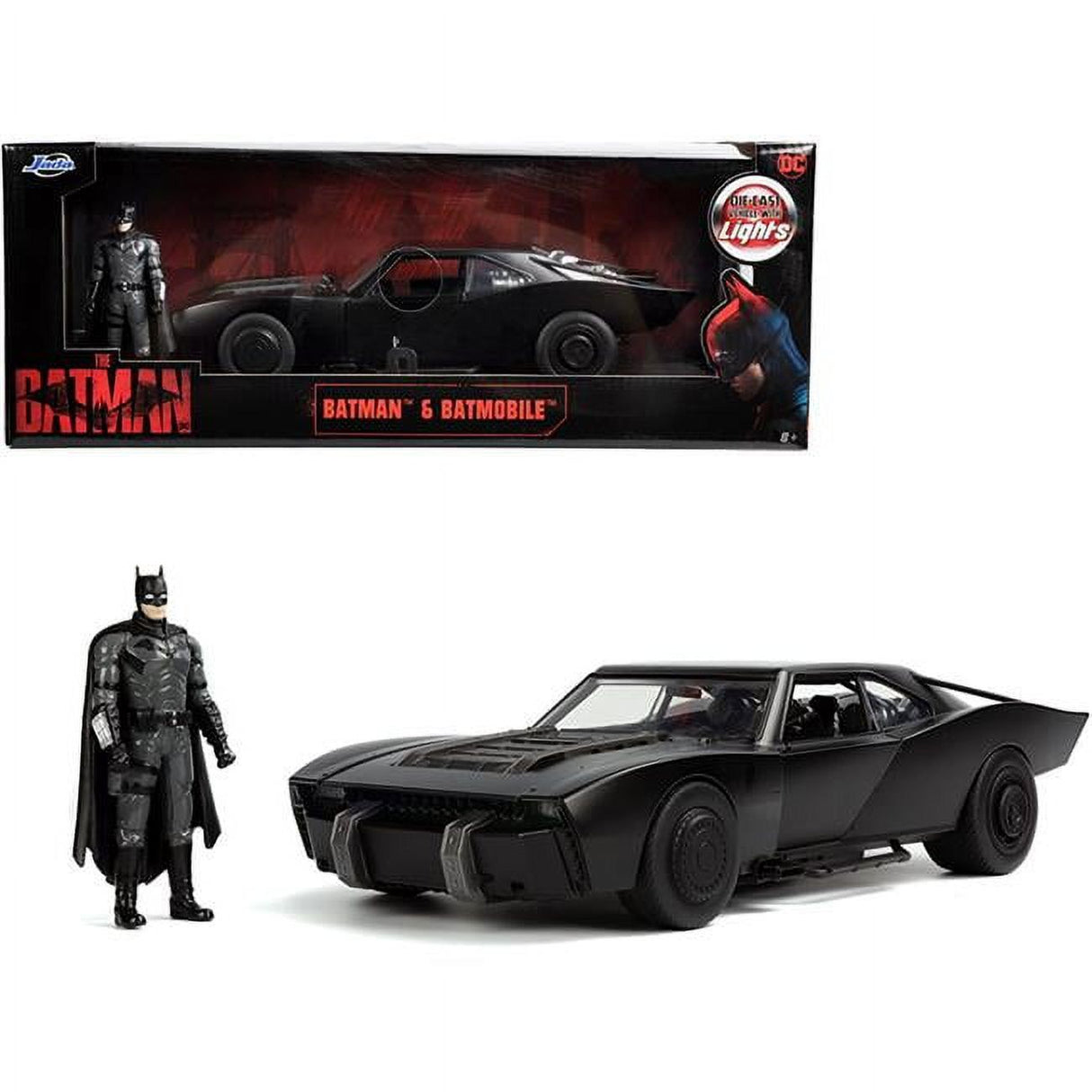 The Batman 1:18 Batmobile with Lights Die-Cast Car Batman Figure