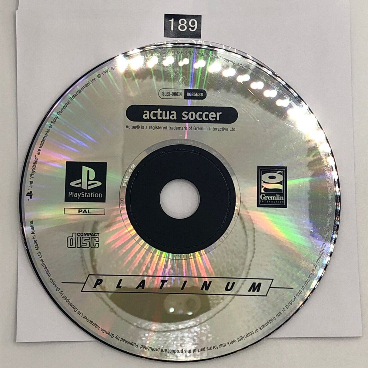 Actua Soccer PS1 Playstation 1 Game Disc Only