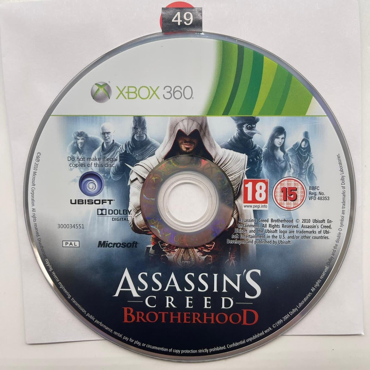 Assassins Creed Brotherhood Xbox 360 Game Disc Only