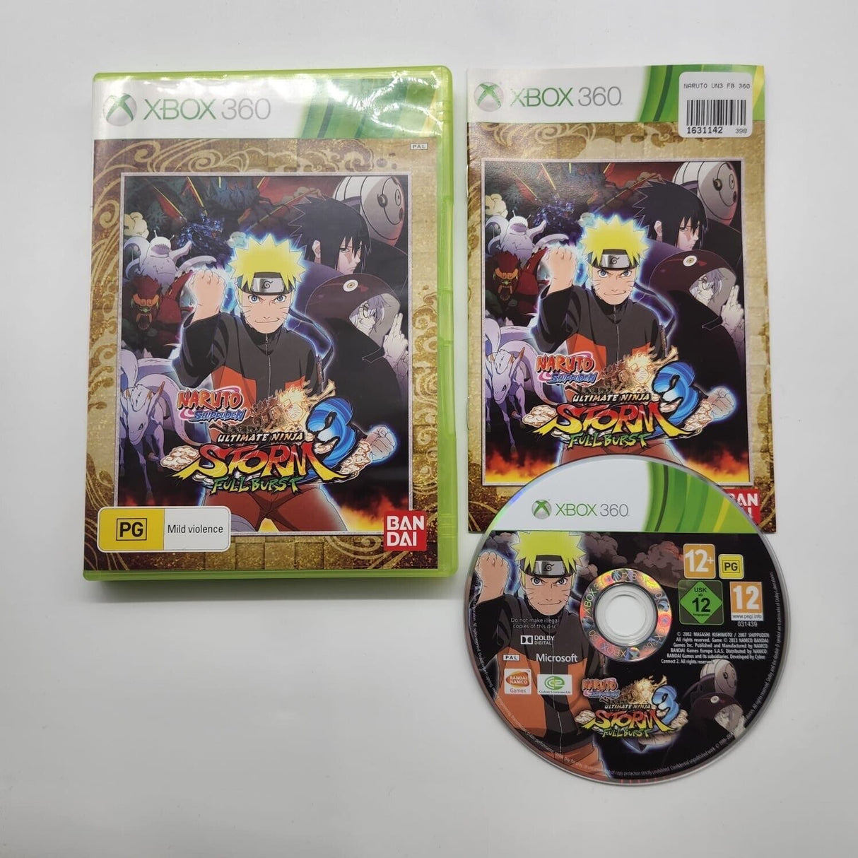 Naruto Shippuden Ultimate Ninja Storm 3 Full Burst Xbox 360 Game + Manual PAL