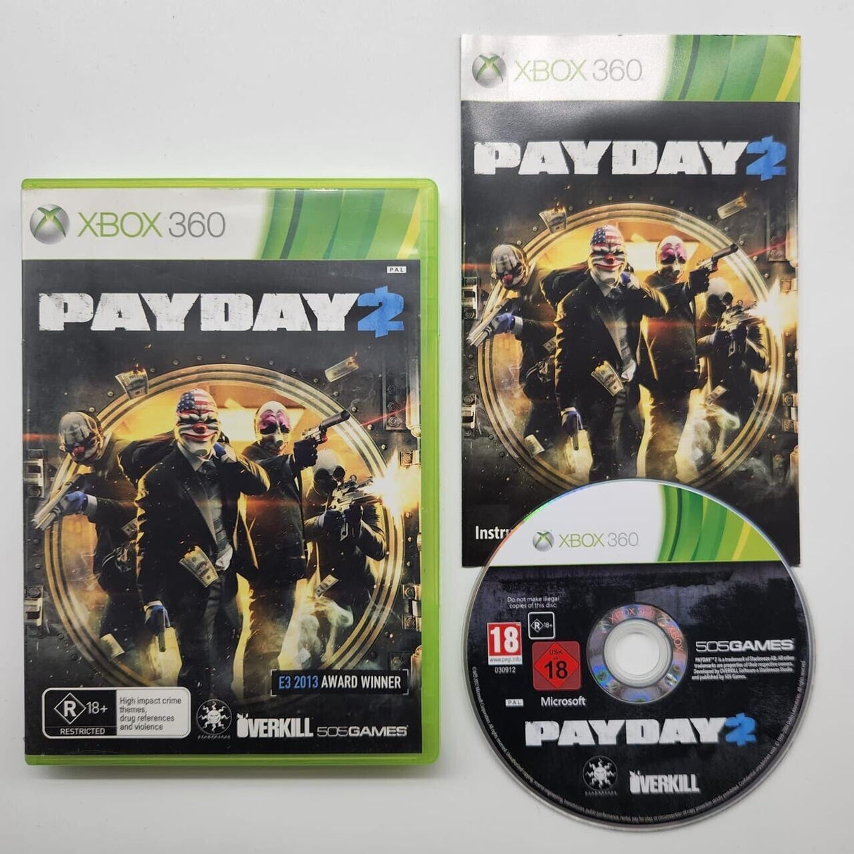 Payday 2 Xbox 360 Game + Manual PAL
