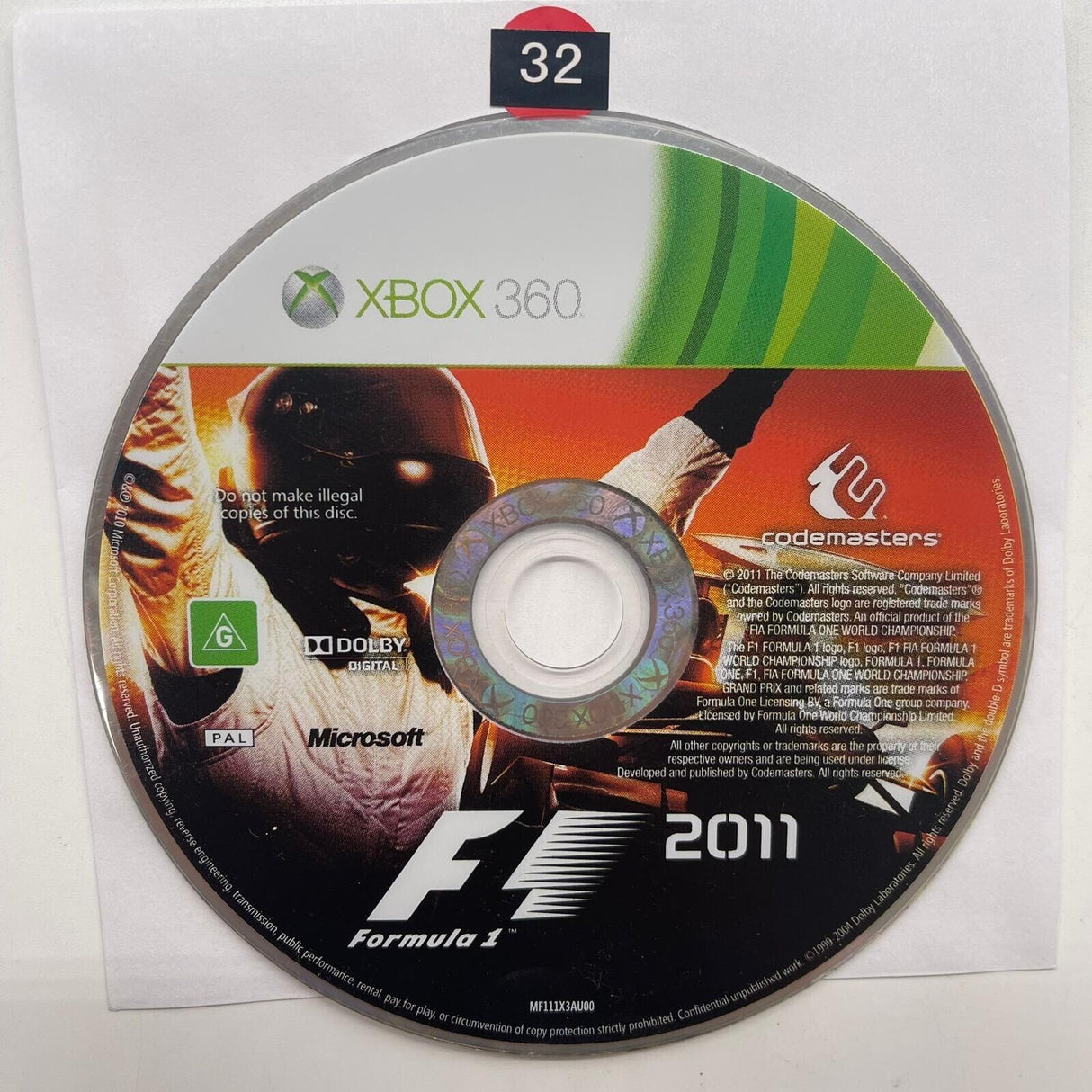 F1 2011 Formula 1 Xbox 360 Game Disc Only