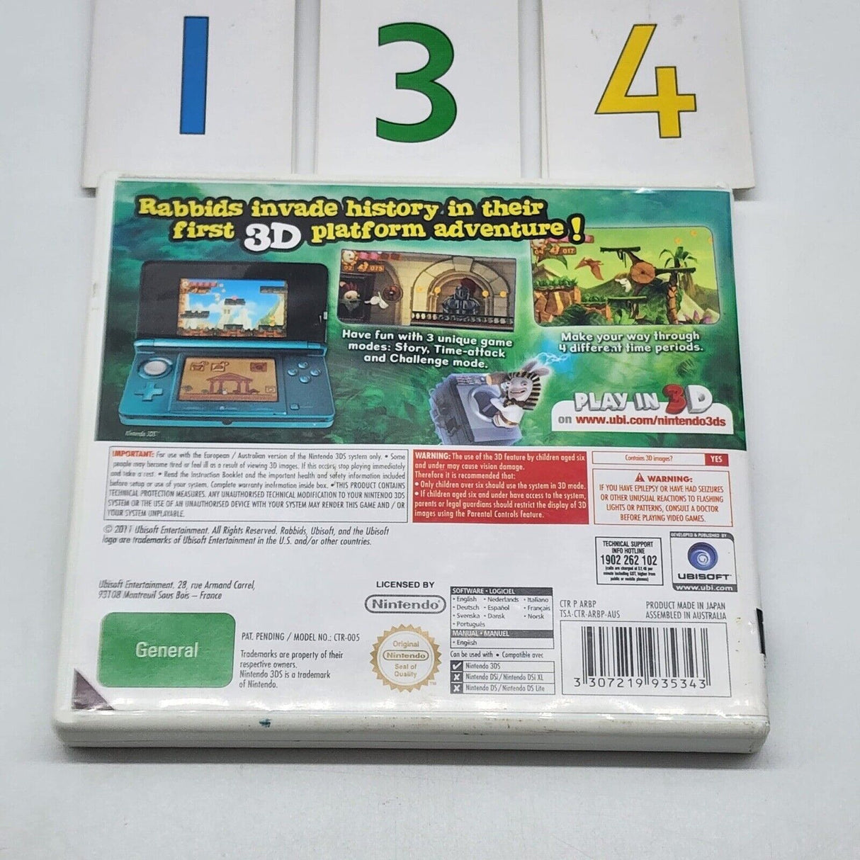 Rabbids 3D Nintendo 3DS Game + Manual PAL