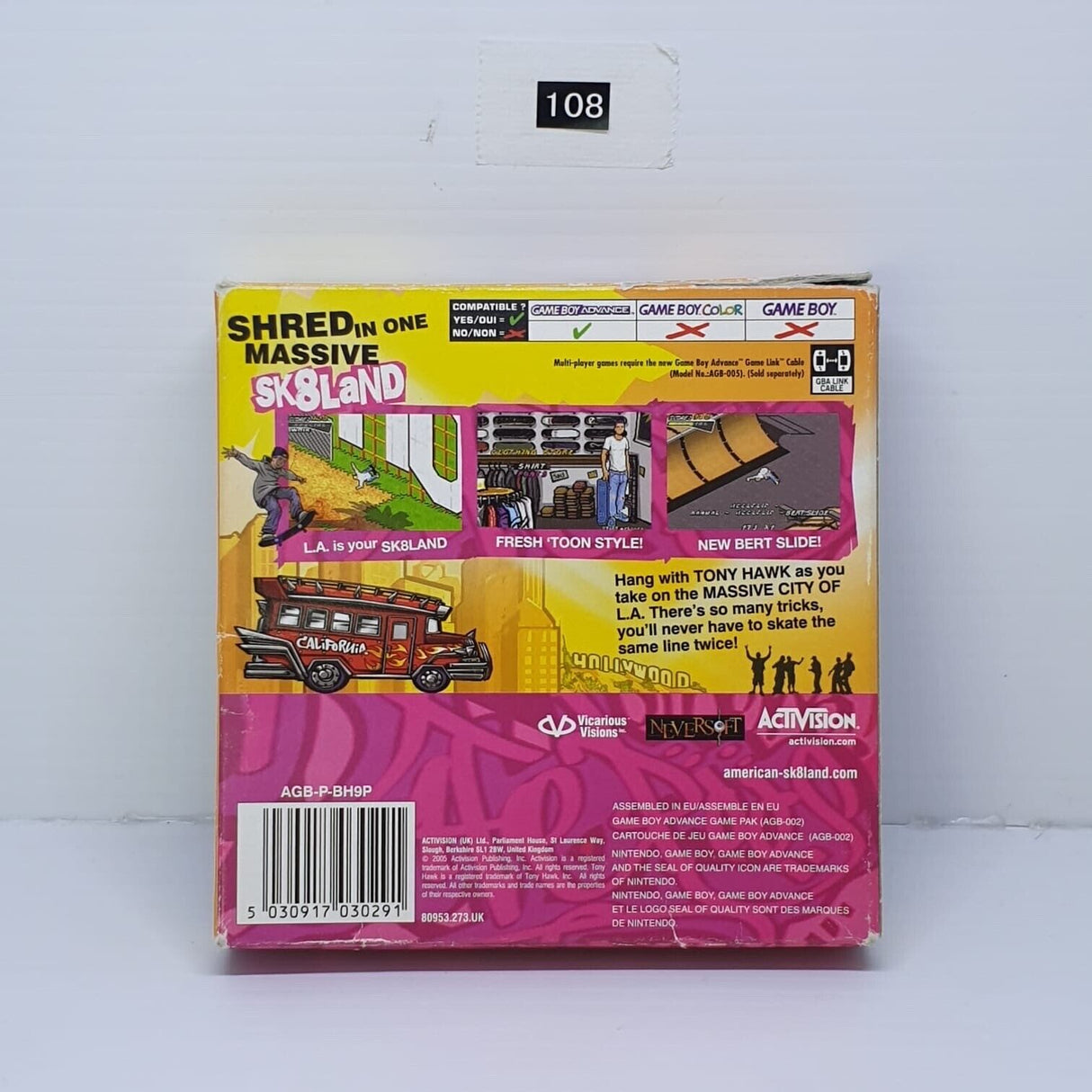 Tony Hawk`s American Sk8Land Nintendo Gameboy Advance GBA Boxed Complete