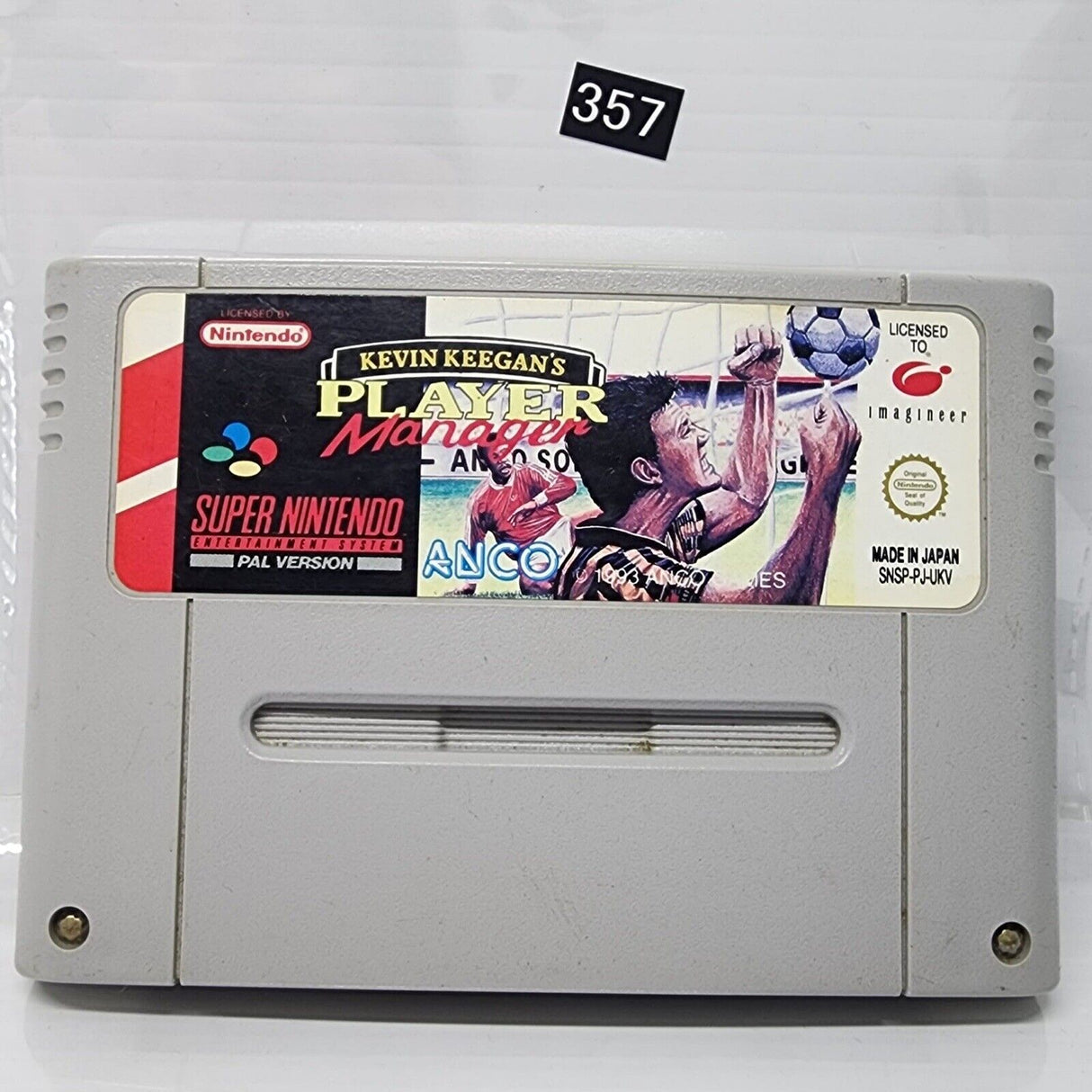 Kevin Keegans Player Manager Nintendo SNES Game Cartridge PAL