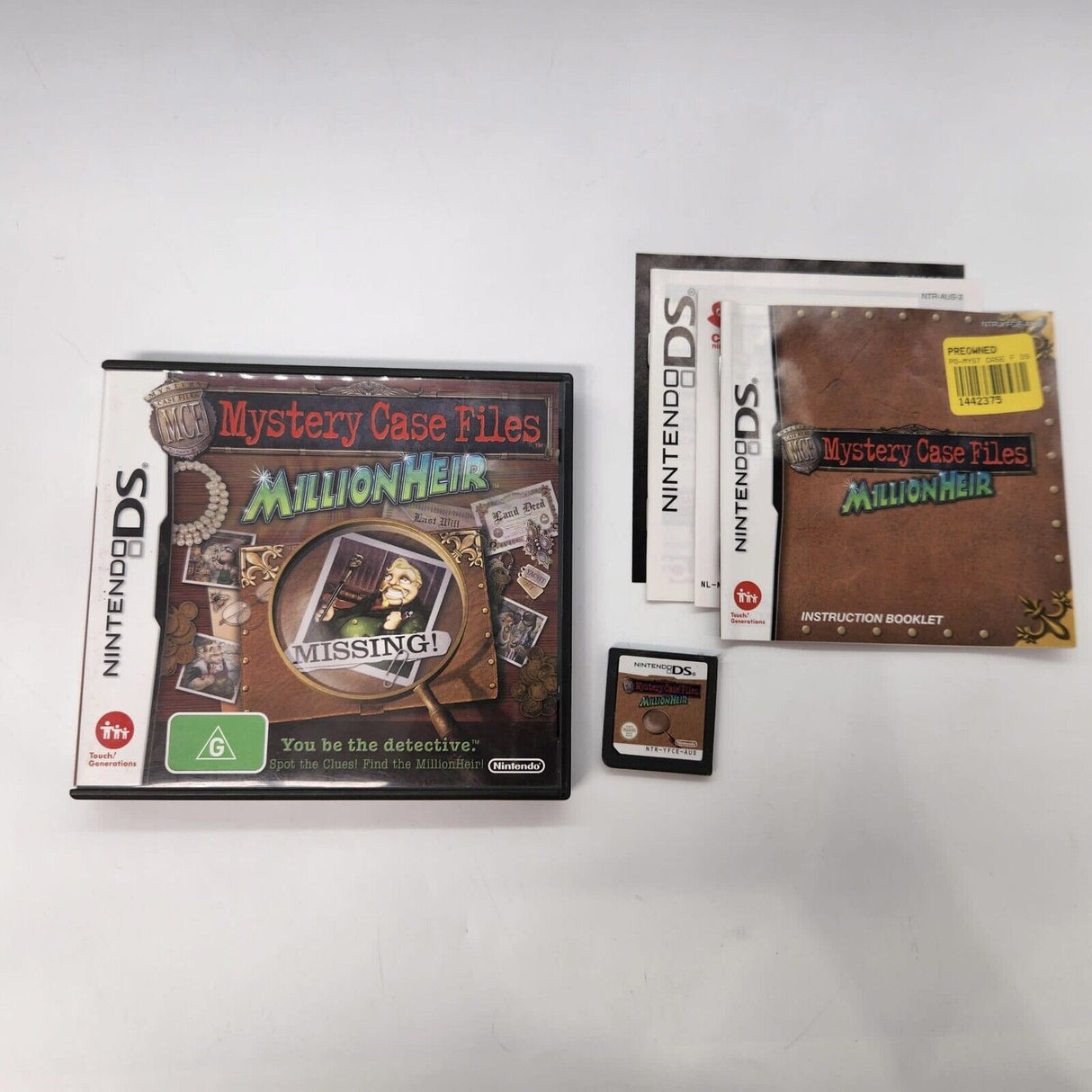 Mystery Case Files: MillionHeir Nintendo DS Game + Manual