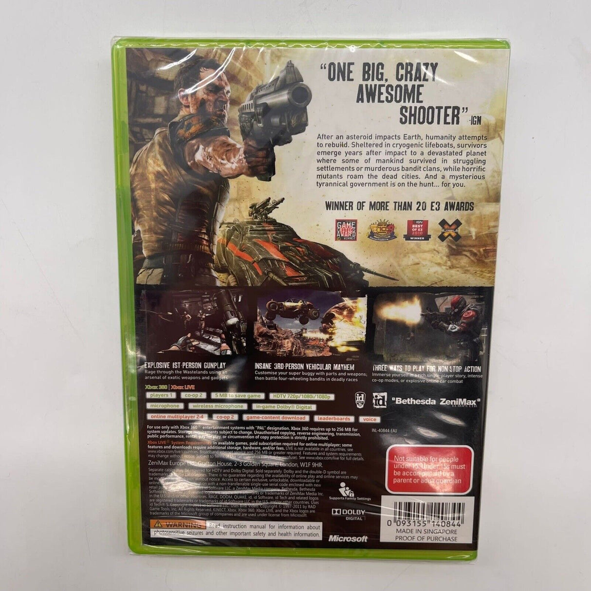 Rage Xbox 360 Game Brand New SEALED