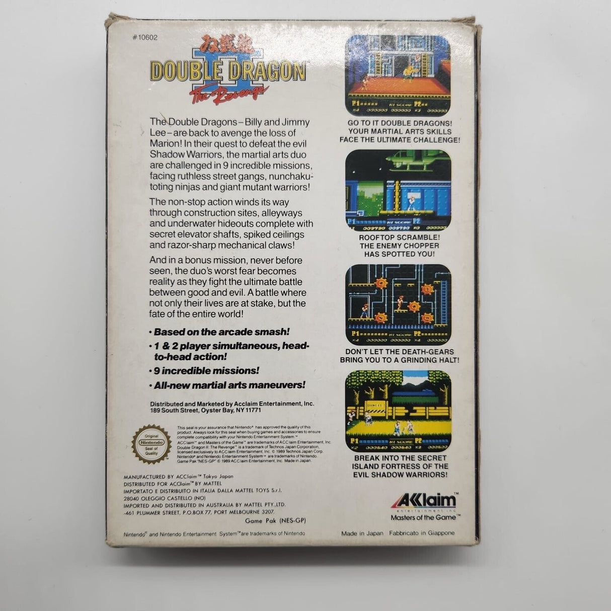 Double Dragon II 2 Nintendo NES Game Boxed 25F4