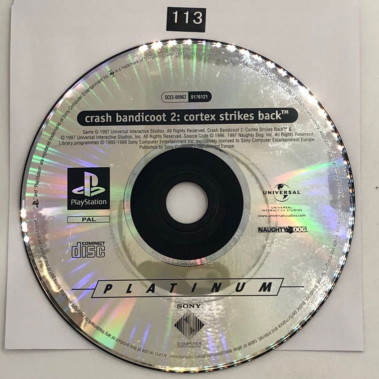 Crash Bandicoot 2 II Cortex Strikes Back PS1 Playstation 1 Game Disc Only