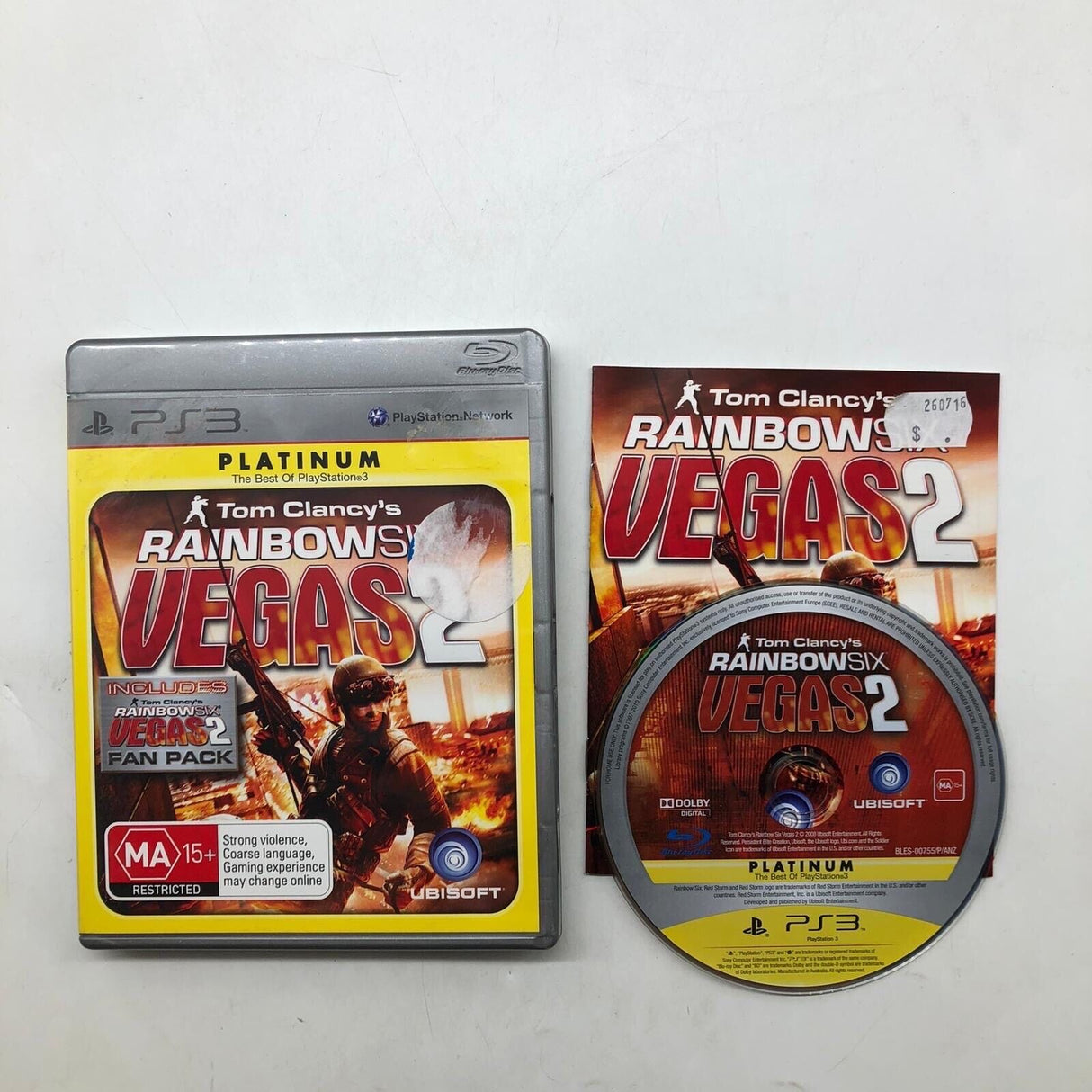 Tom Clancy's Rainbow Six Vegas 2 II PS3 Playstation 3 Game + Manual 18d3