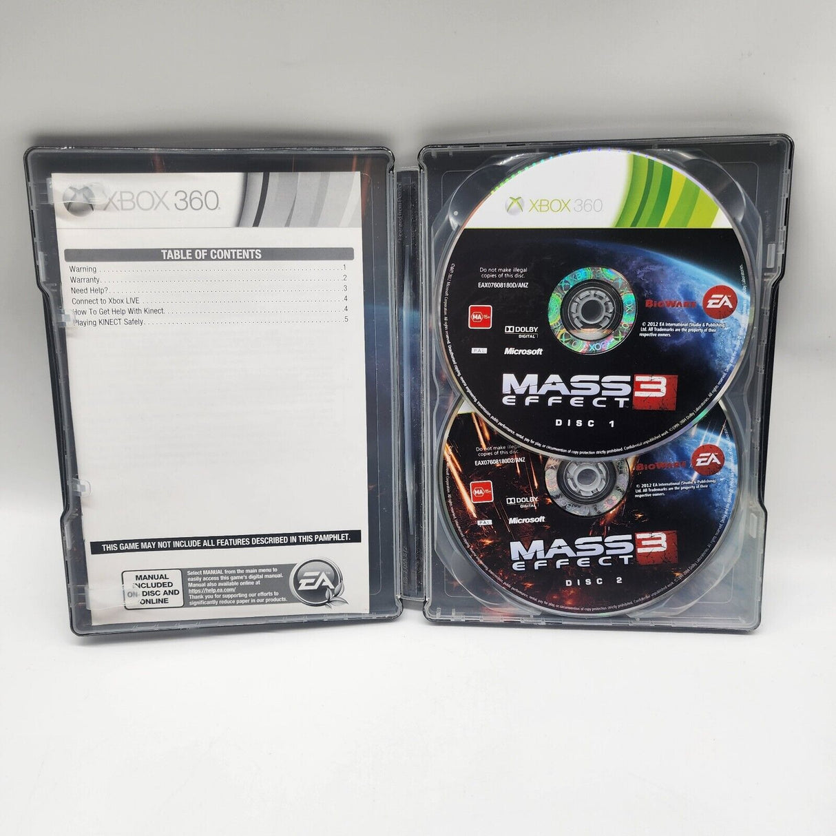 Disc Xbox 360 Mass Effect 3 SteelBook Case Inc Manual