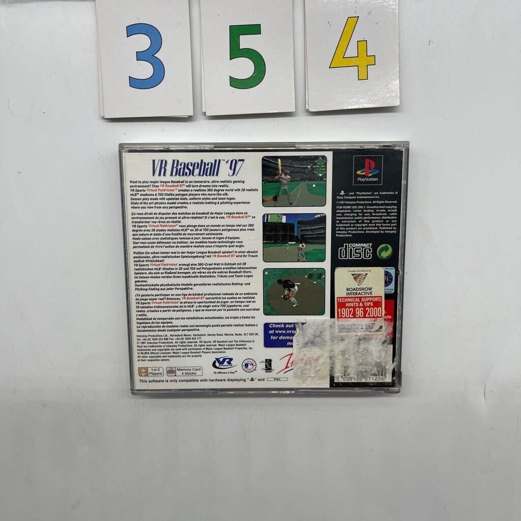 VR Baseball 97 PS1 Playstation 1 Game + Manual PAL