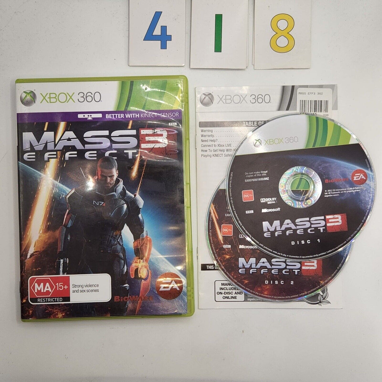 Mass Effect 3 III Xbox 360 Game + Manual PAL
