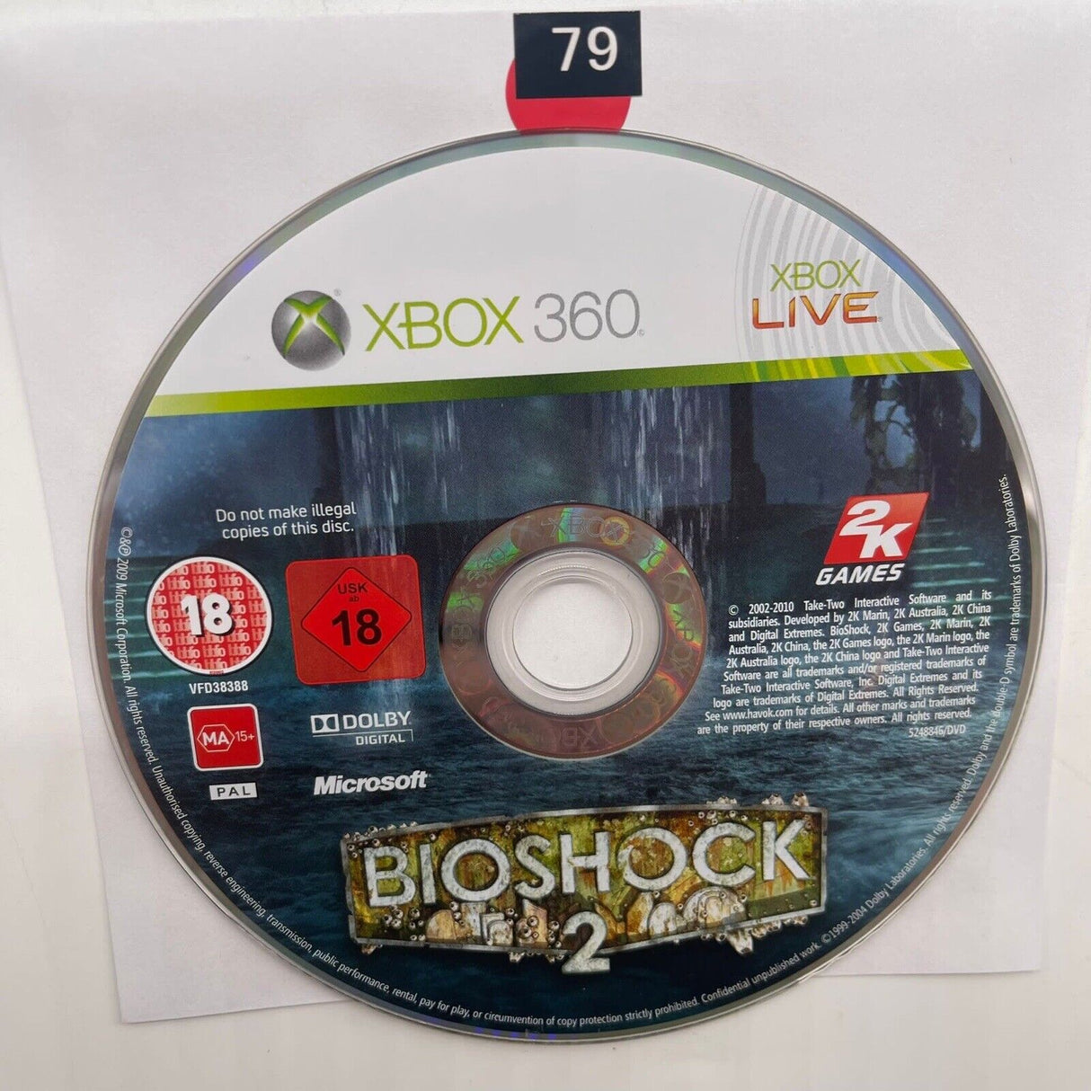 Bioshock 2 II Xbox 360 Game Disc Only