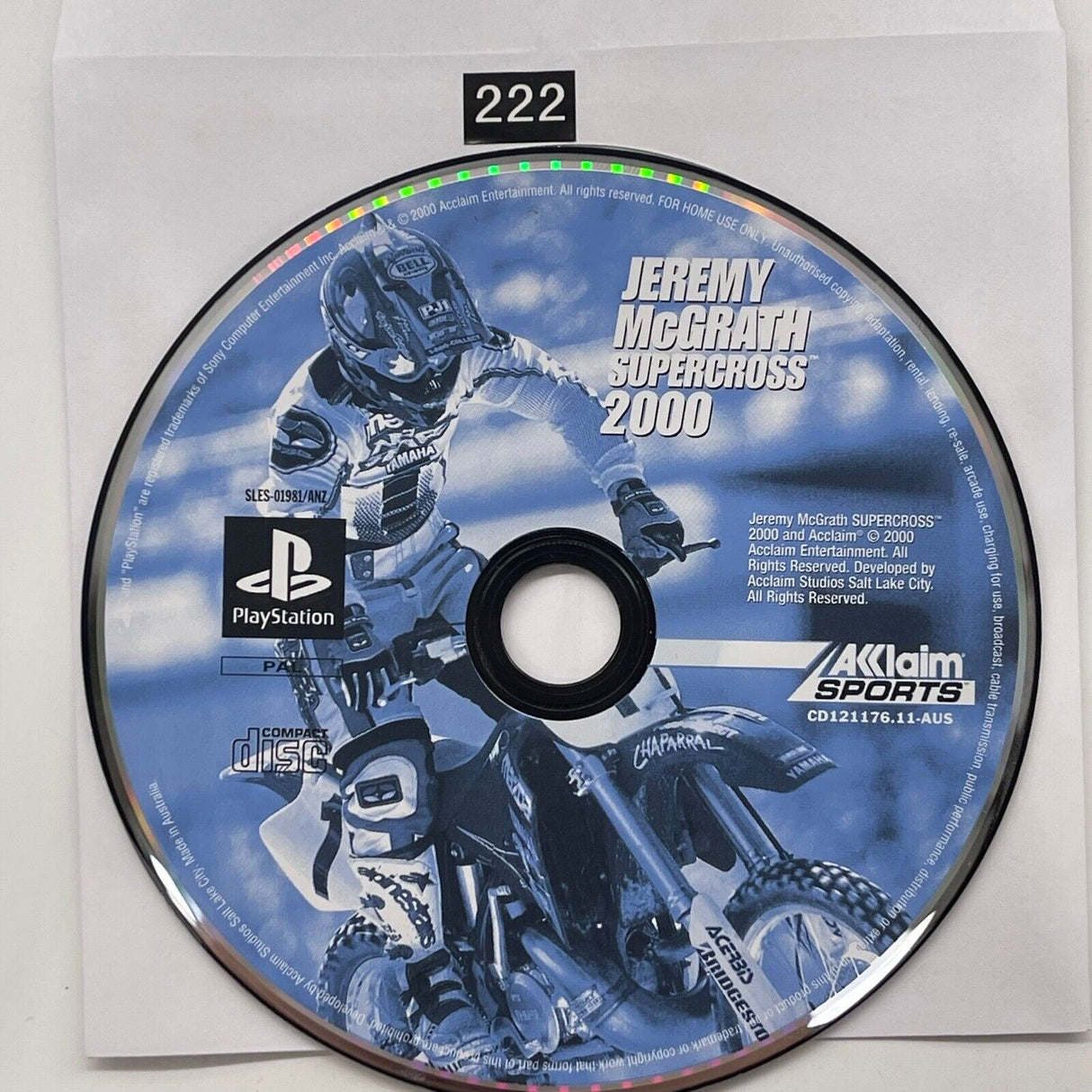 Jeremy McGrath Supercross 2000 PS1 Playstation 1 Game Disc Only
