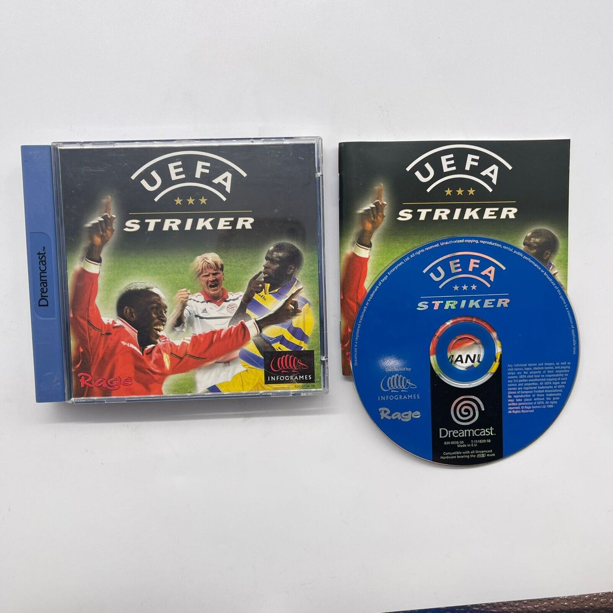 UEFA Striker Sega Dreamcast Game + Manual PAL
