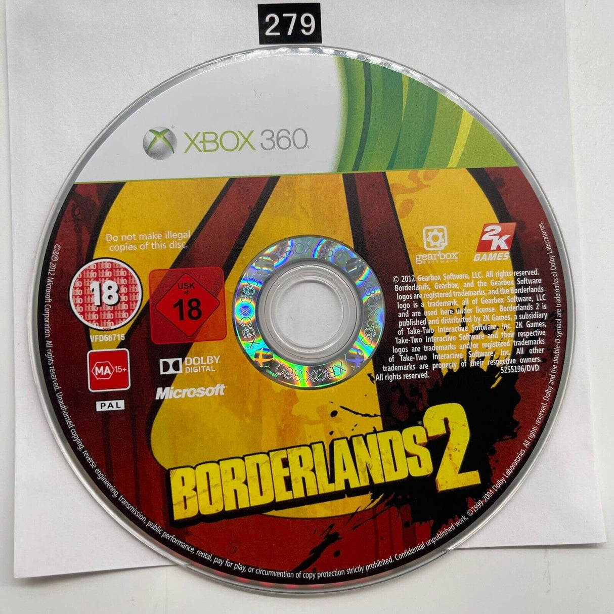 Borderlands 2 II Xbox 360 Game Disc Only