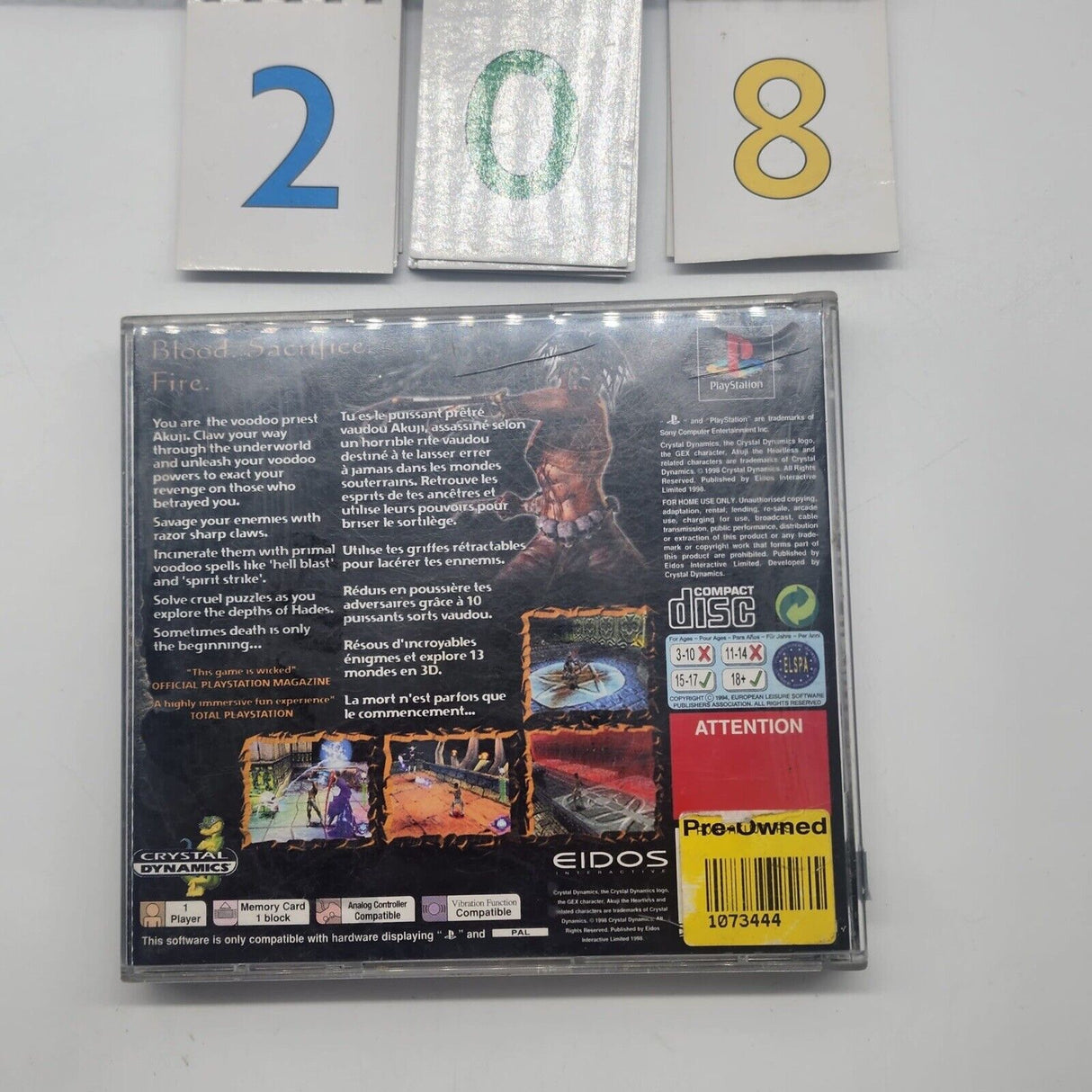 Akuji The Heartless PS1 Playstation 1 Game PAL