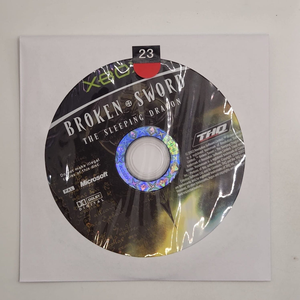Broken Sword The Sleeping Dragon Xbox Original Game Disc Only