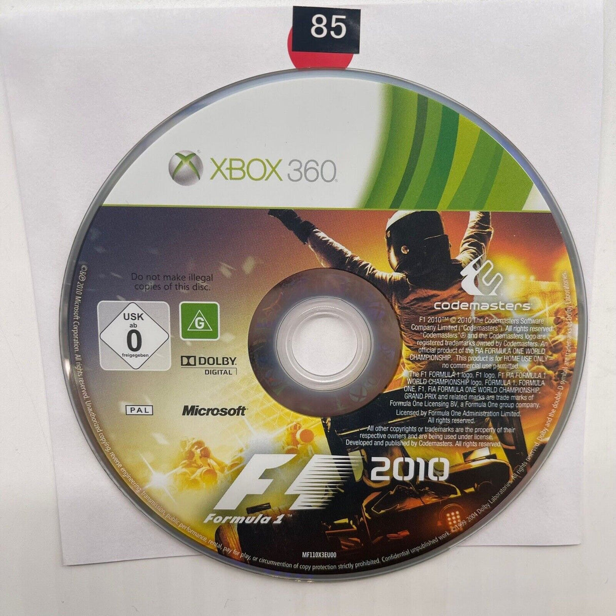 Formula 1 F1 2010 Xbox 360 Game Disc Only